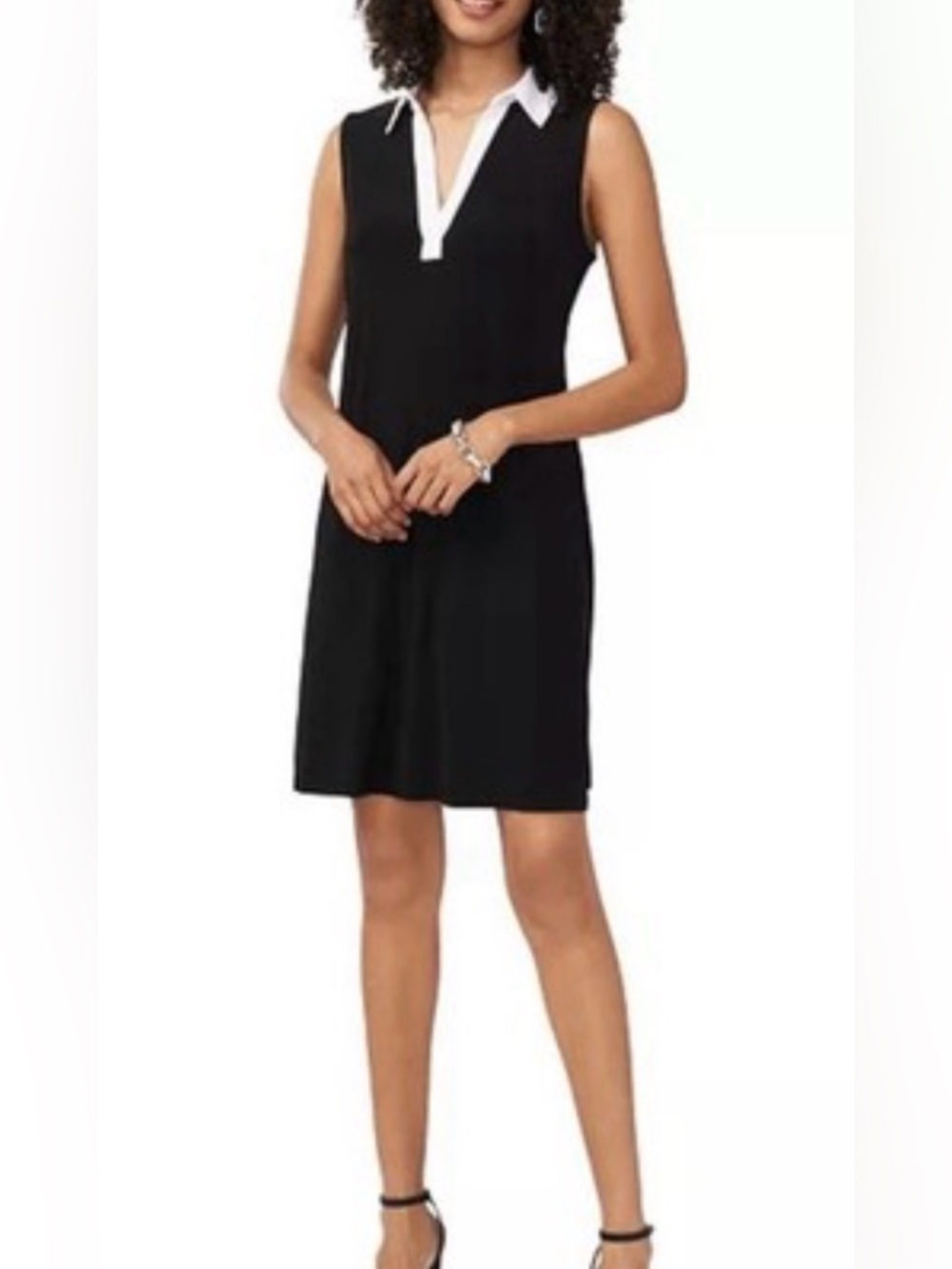 MSK Black Sleeveless Shift Mini Dress with White Collar